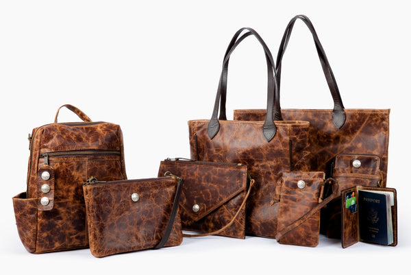 Two "Cibolo" Tote Bags in Antique Grizzly from our American Bison Collection - Your Choice!