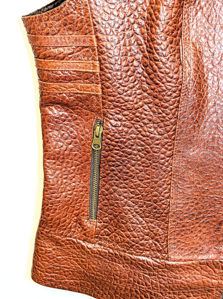 #103-v Telluride Fashion Biker Vest in American Bison for the Ladies