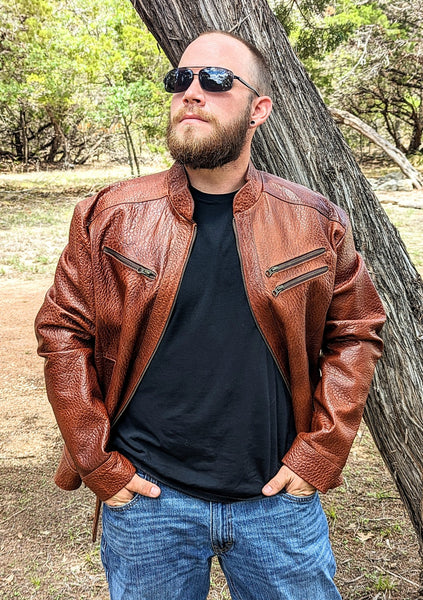 # 121 Big Bend Biker Jacket in American Bison for Men