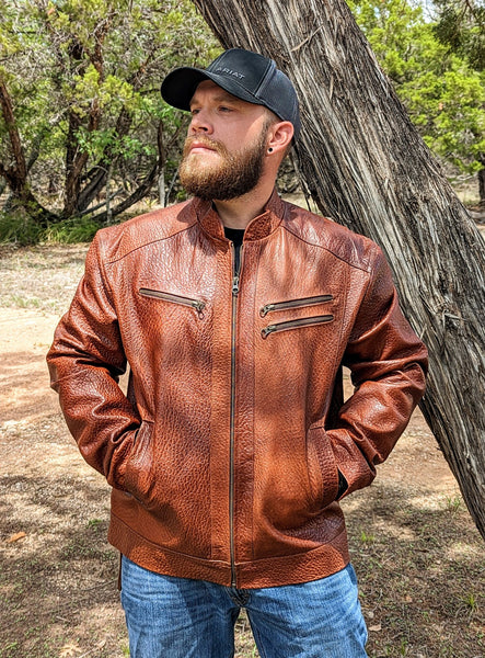 # 121 Big Bend Biker Jacket in American Bison for Men