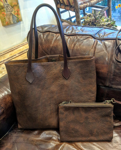 3745 "Cibolo" Cross Body in American Bison.  2 exterior zip compartments with slide in area between the 2 compartments - Dimensions: 8" H x 12 " L x 2" D