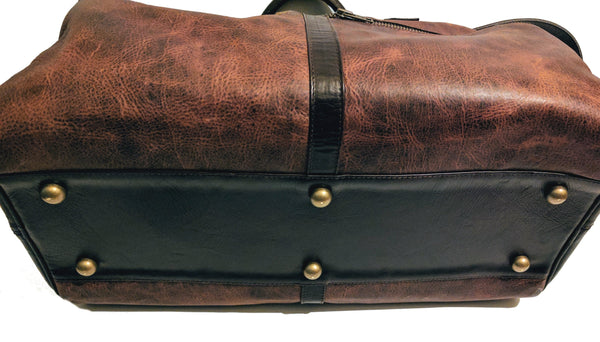 754 Large Duffel - Authentic heirloom American  Bison . Dimensions: 21” L x 12” H x 10 D “ Color: Old Comanche brown