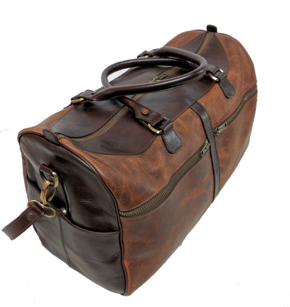 754 Large Duffel - Authentic heirloom American  Bison . Dimensions: 21” L x 12” H x 10 D “ Color: Old Comanche brown
