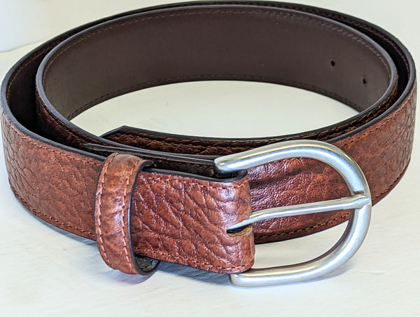 #125 American Bison - Cinnamon Belt - Solid Brass buckle - Detachable