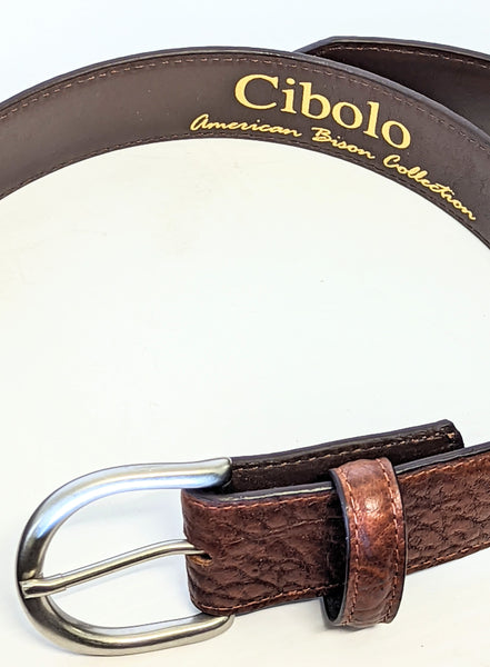 #125 Belt - American Bison - Cinnamon - solid brass detachable buckle