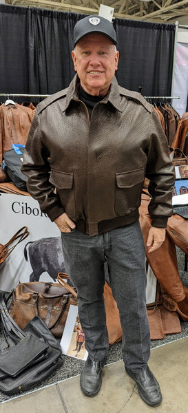 #111 Jackson Hole Buffalo Bomber Jacket in American Bison. USA designed in Texas. Custom tanned, North American made.   Lifetime Guarantee! Sizes: Medium, Large, XL, XXL, XXXL