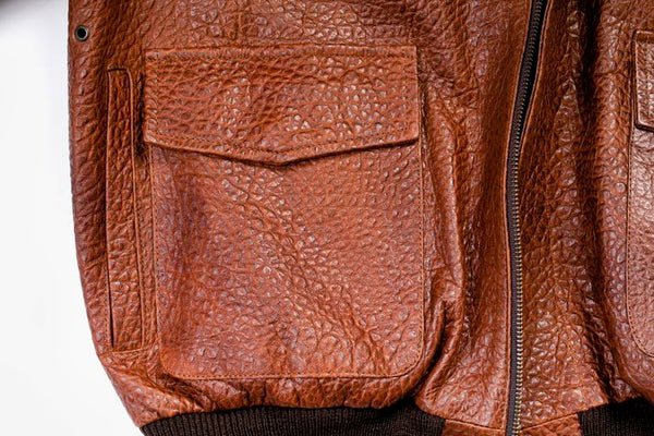 #111 Jackson Hole Buffalo Bomber Jacket in American Bison. USA designed in Texas. Custom tanned, North American made.   Lifetime Guarantee! Sizes: Medium, Large, XL, XXL, XXXL