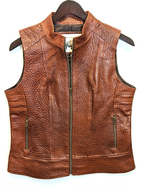 #103-v Telluride Fashion Biker Vest in American Bison for the Ladies