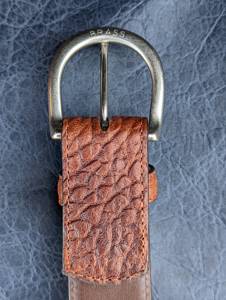 #125 Cinnamon Belt - American Bison - Solid Brass buckle - NickelMatte - Detachable